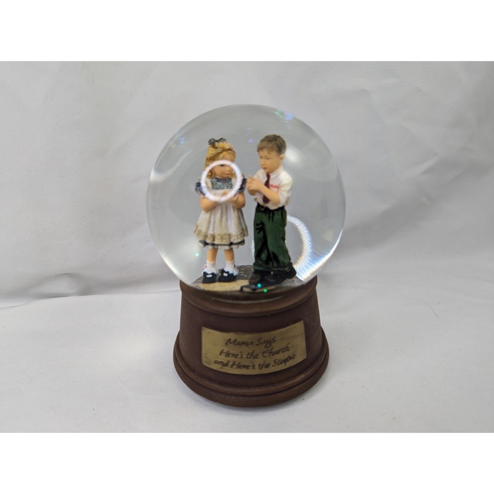 Demdaco Kathy Fincher Snowglobe Church Steeple Boy Girl Musical 2005